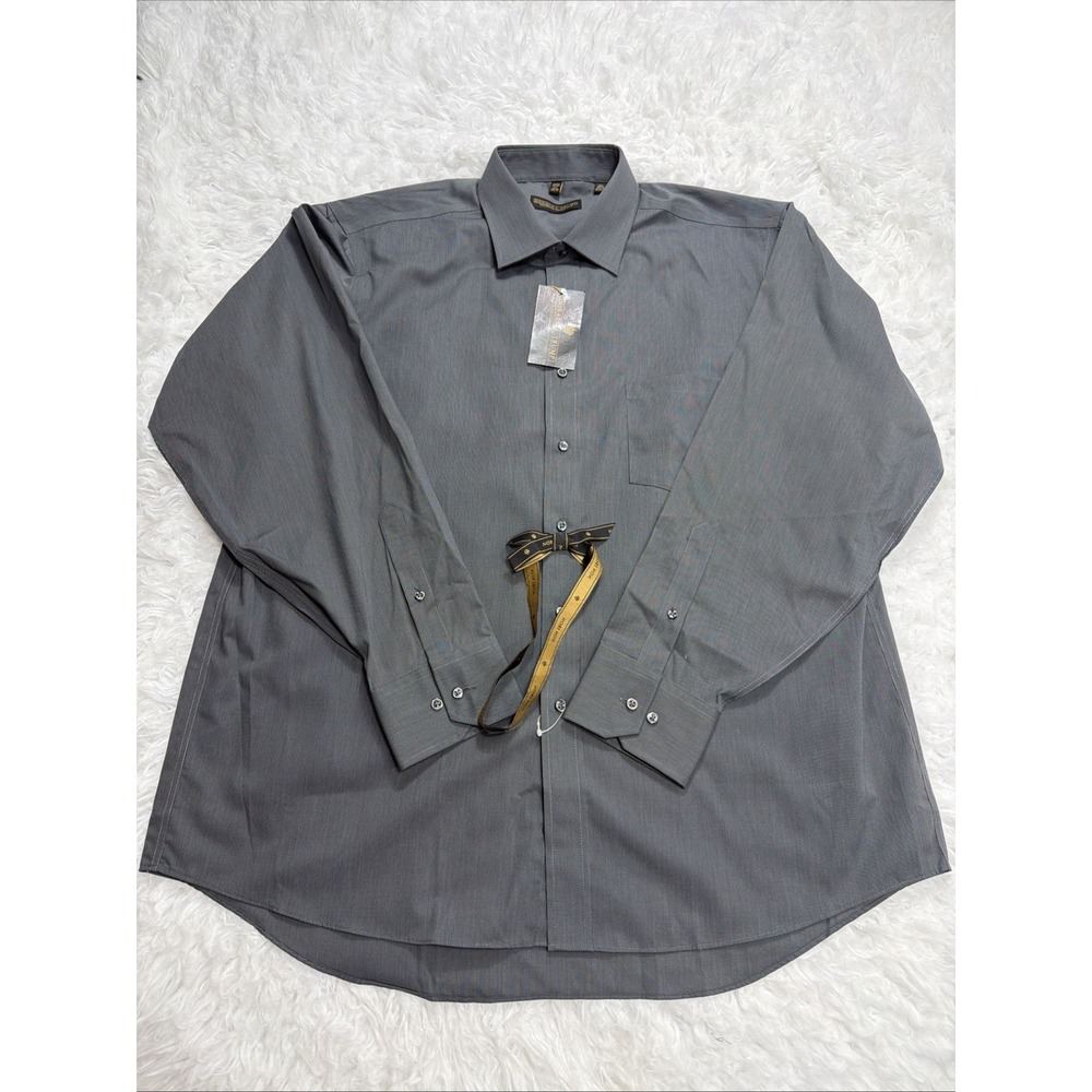 Donald J Trump Signature Collection Dress Shirt Mens 17.5 34/35 Gray Cotton New! - Picture 3 of 6